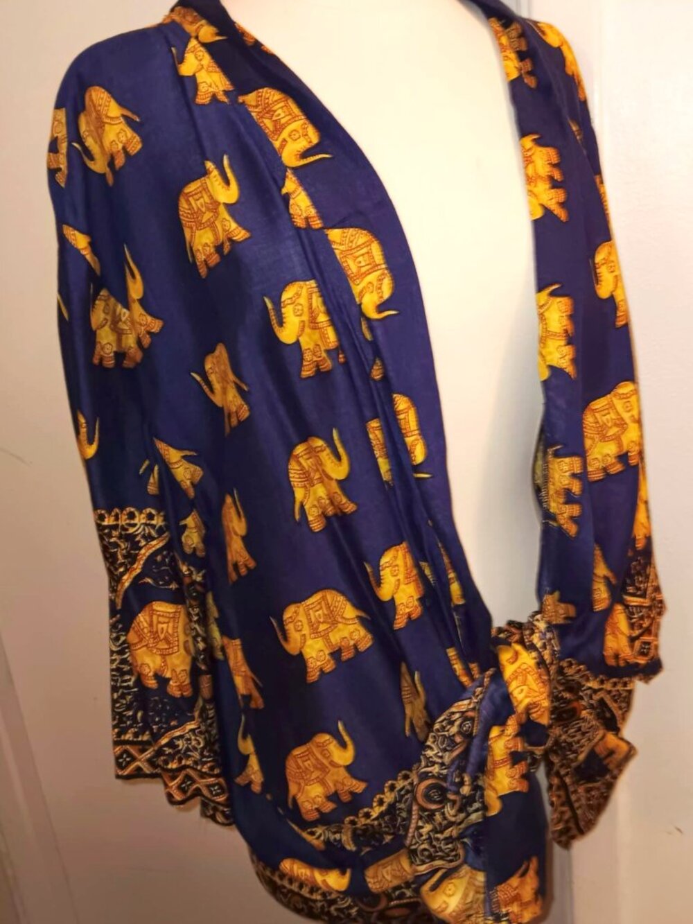 Elephant pants {elephant rescue benefit}, vibrant cobalt and brilliant gold.